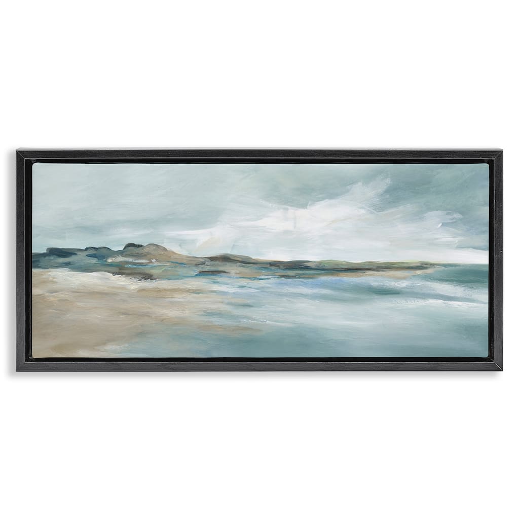 Stupell Blue Gradient Beach Scene Framed Floater Canvas Wall Art Design By Carol Robinson