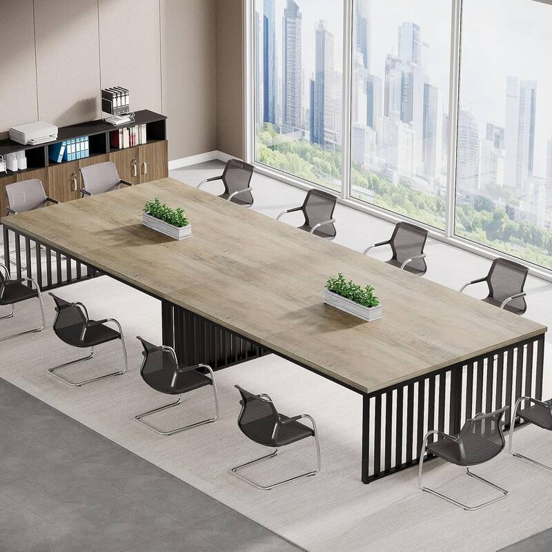 6.56 ft Industrial Conference Table, Rectangular Meeting Table for Seminar, Business & Negotiation