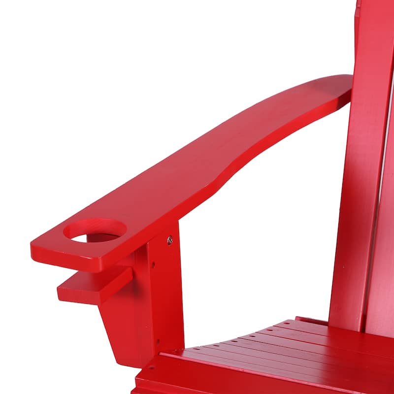 Outsunny Oversized Fir Wood Adirondack Chair with Cup Holder