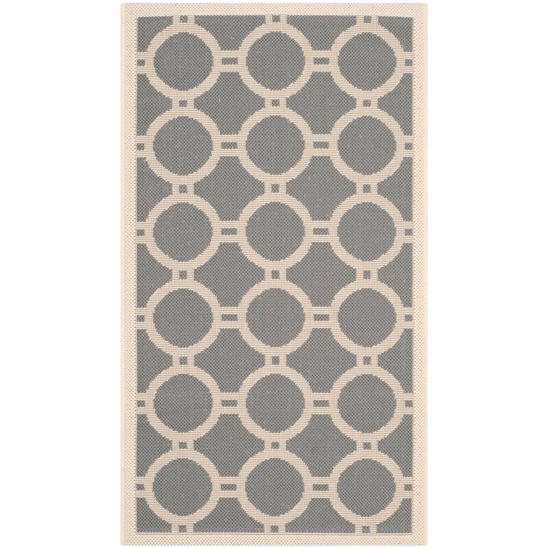 SAFAVIEH Courtyard Sweta Indoor/ Outdoor Waterproof Patio Backyard Rug - 2' x 3'7" - Anthracite/Beige