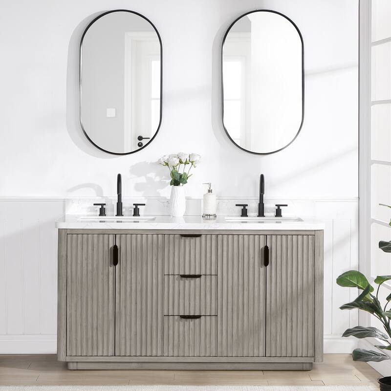 Cadiz Bath Vanity with Composite Stone Top and Mirror