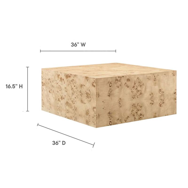 Penrod Mid-Century Burl Wood Square Coffee Table