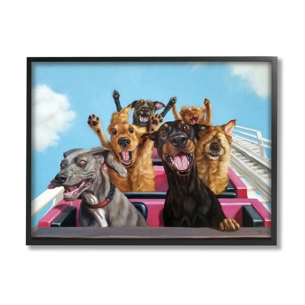Stupell Industries Dogs Riding Roller Coaster Funny Amusement Park ...