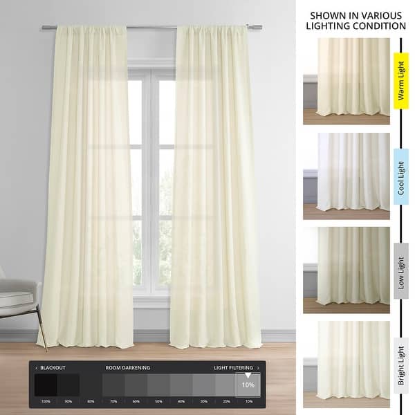 dimension image slide 1 of 7, Exclusive Fabrics Signature French Linen Sheer Curtain (1 Panel)