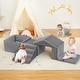 preview thumbnail 1 of 12, Foam Climbing Blocks and Ball Pit, 6PCs Toddler Climb and Crawl Activity Playset Indoor Grey