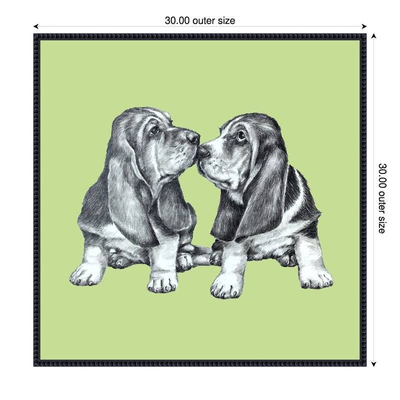 Doggie Hello by Renate Holzner Framed Canvas Wall Art Print - 30 x 30 in