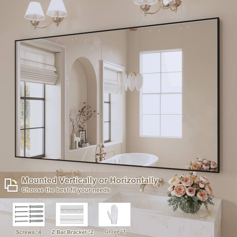 QuivaraView Wall Mounted Aluminum Frame Bathroom Vanity Mirror