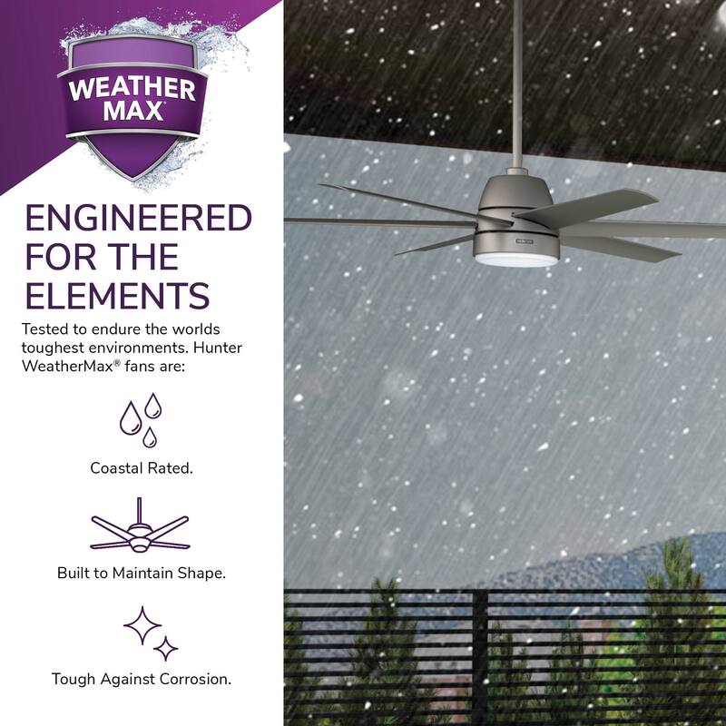 Hunter 60" Skysail Outdoor Ceiling Fan w/LED Light, Wall Control - Extreme Weather! - ENERGY STAR!