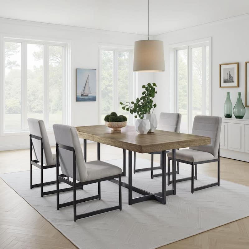 Myka Dining Table, Extension Leaf, Rectangular Brown Wood 80-98 Inch