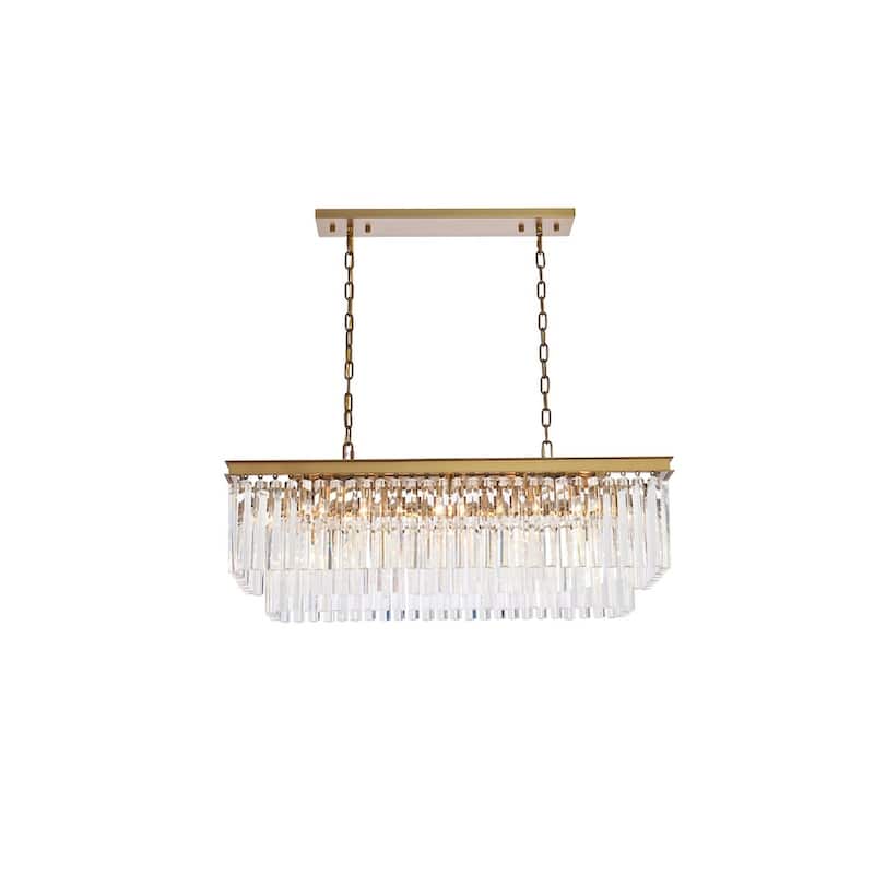 Indigo Home rectangle crystal chandelier in satin gold - 40