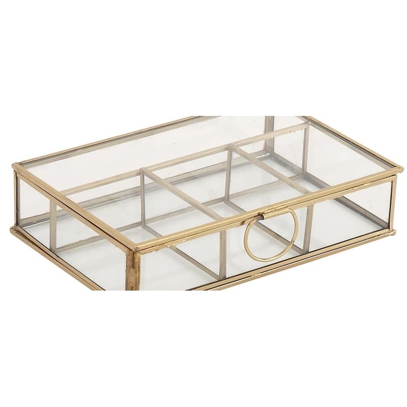 Glass Decorative Jewelry Box with Clear Glass - Gold - CosmoLiving by Cosmopolitan