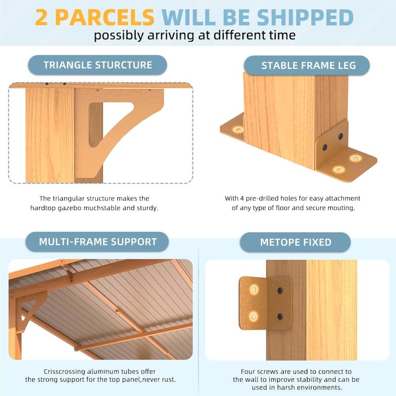 AECOJOY Wall Mounted Gazebos Pergola Gazebo Awnings for Backyard