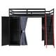 preview thumbnail 24 of 64, Wood Full Size Loft Bed with Blackout Curtains and RGB Lights, Gaming Loft Bed with Desk & Shelves