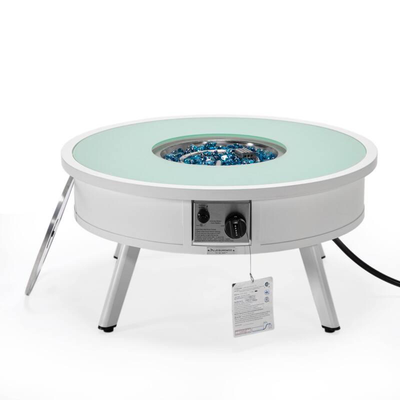 Leisuremod Walbrooke Modern Outdoor Patio Round Fire Pit Table for Porch Backyard Deck - 29