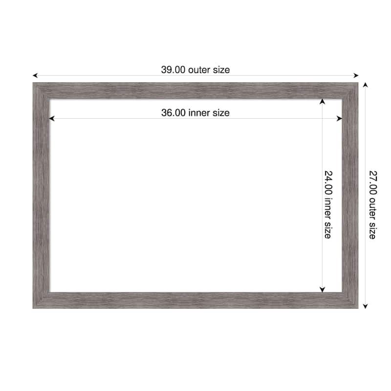 Amanti Art Pinstripe Plank Grey Narrow Framed Dry Erase Magnetic Board - 39 x 27 in