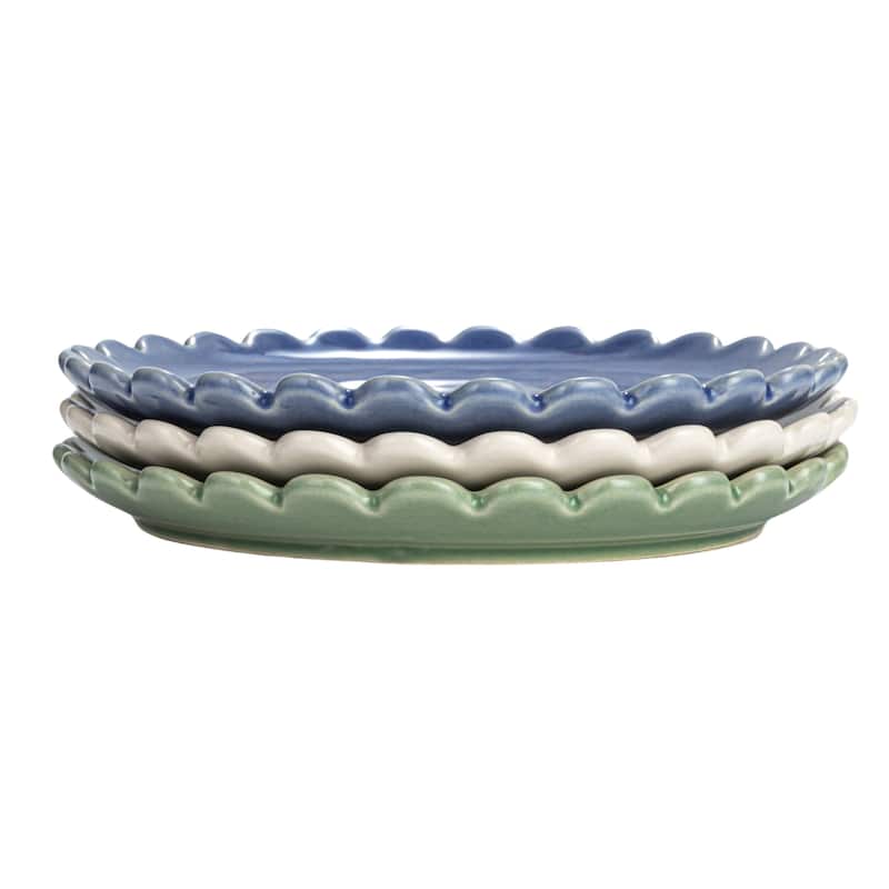 Stoneware Plate with Scalloped Edge - 8.0"L x 8.0"W x 0.9"H