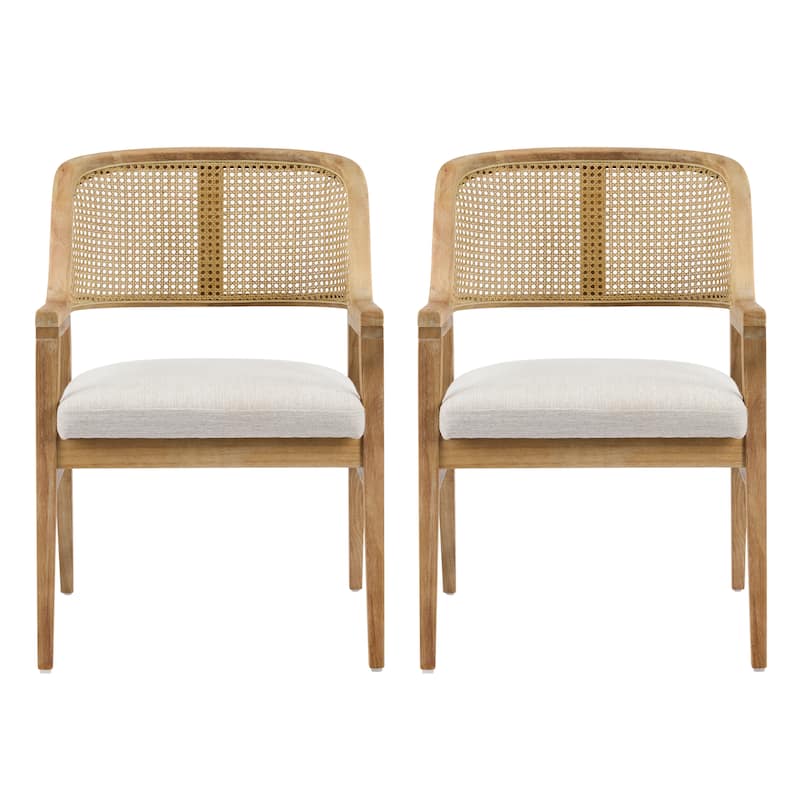 Christopher Knight Home - Mid-Century Extendable Dining Table Set with Upholstered Cane Back Dining Chairs