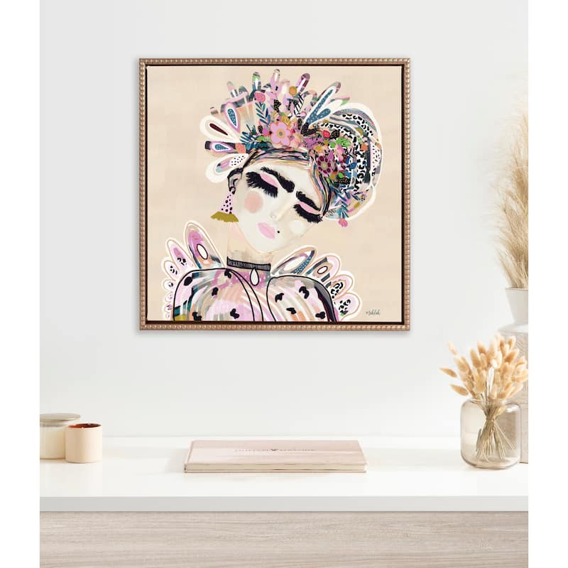 Kate and Laurel Sylvie Beaded LuLu Framed Canvas by Inkheart Designs