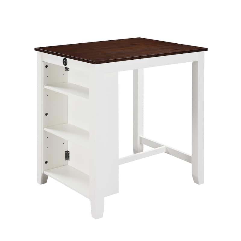 3-Piece Counter Height Dining Table with Shelves and 2 Chairs