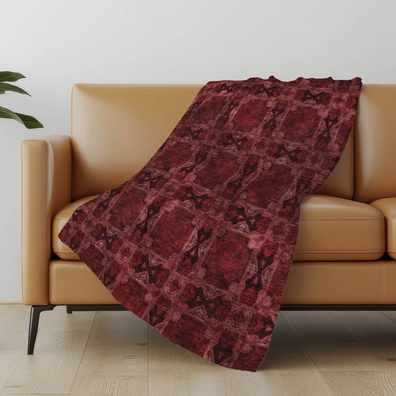 Premium Machine Washable Boho Moroccan Sherpa Throw Blanket