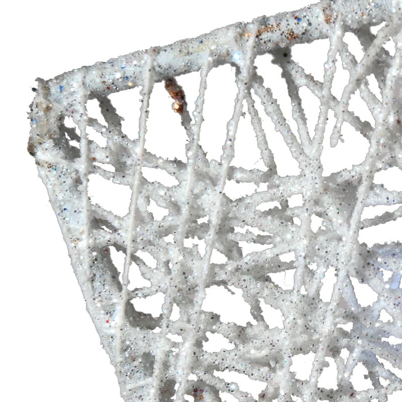 National Tree Company 48 in. White Sisal Reindeer Pulling 38 in. Sleigh with Red Bow and 140 Cool White LED Lights - 4 ft