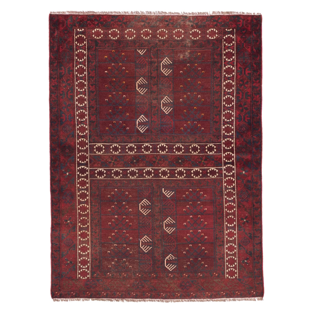 ECARPETGALLERY Hand-knotted Finest Khal Mohammadi Dark Red Wool Rug - 4'7 x 6'4