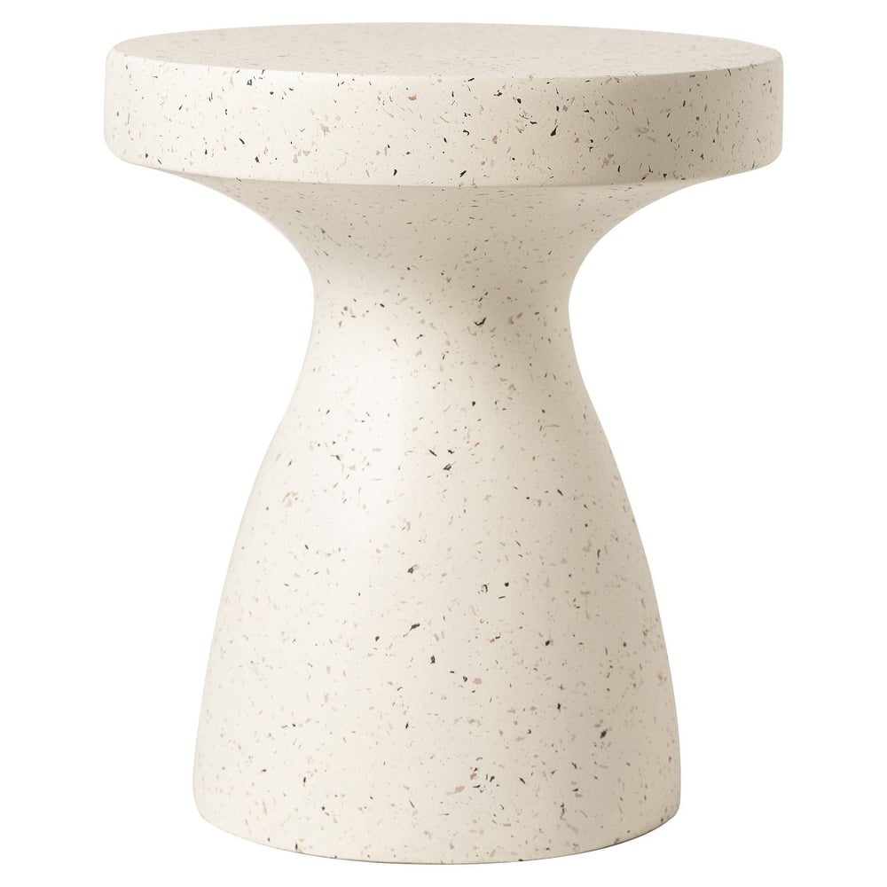 16" Round Side Table in Fiberstone with Hourglass Pedestal Design Wisp Series
