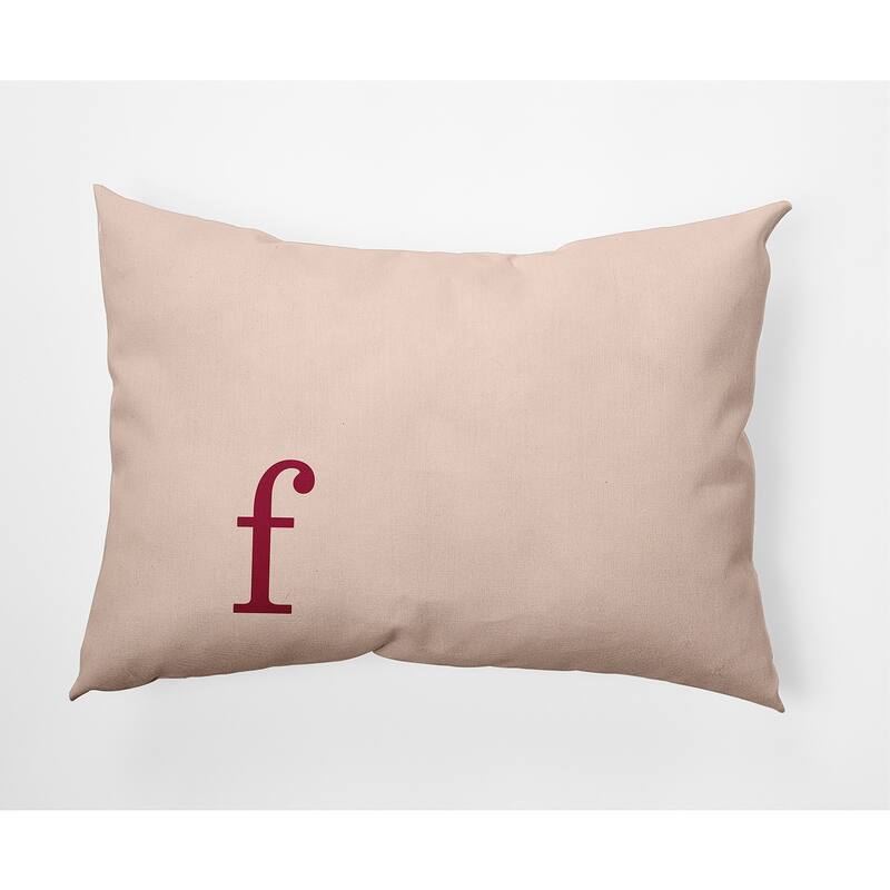 Modern Monogram Indoor/Outdoor Throw Pillow-F - 14" x 20" - Cranberry