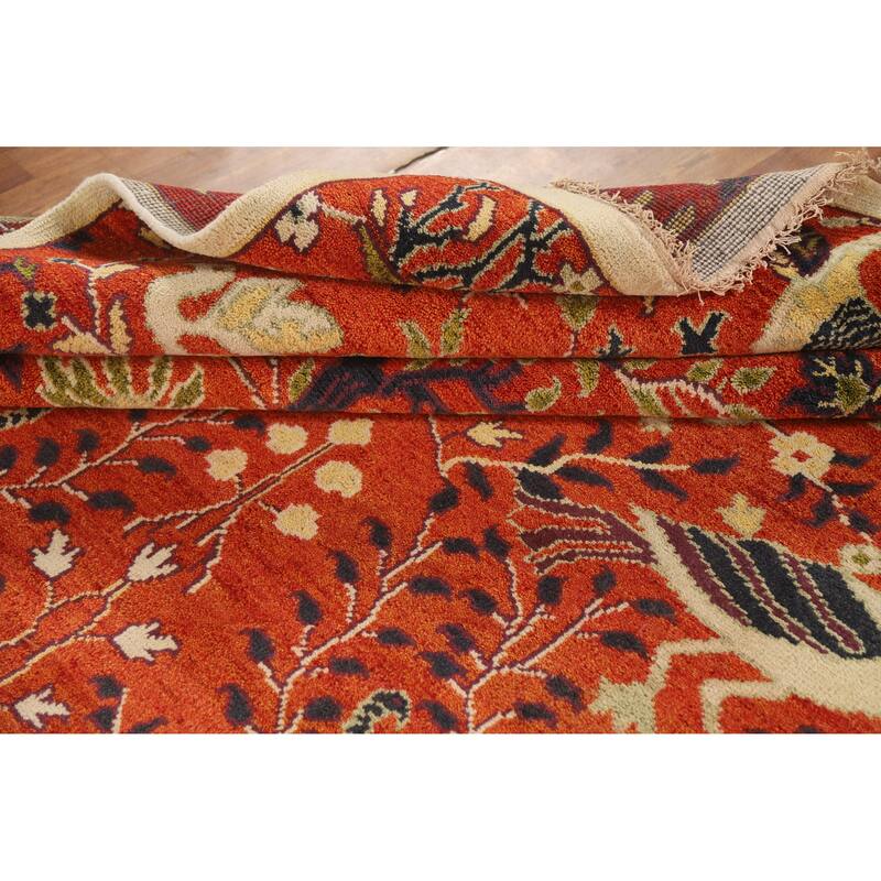 Hand Knotted Oriental 100% Wool Carpet Traditional All-Over Oranges & Rust Ziegler Area Rug - 11' 10'' X 8' 10''