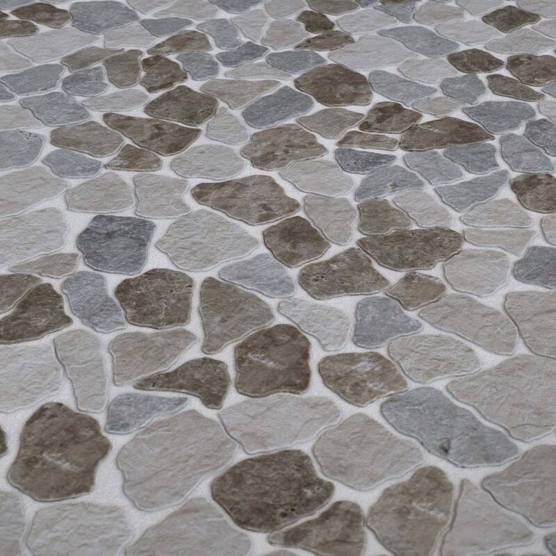 Cruz Bay Studio MKT3023 Full Eclectic - 18" x 18" Pebble and Rock - Neutral Silver Mix