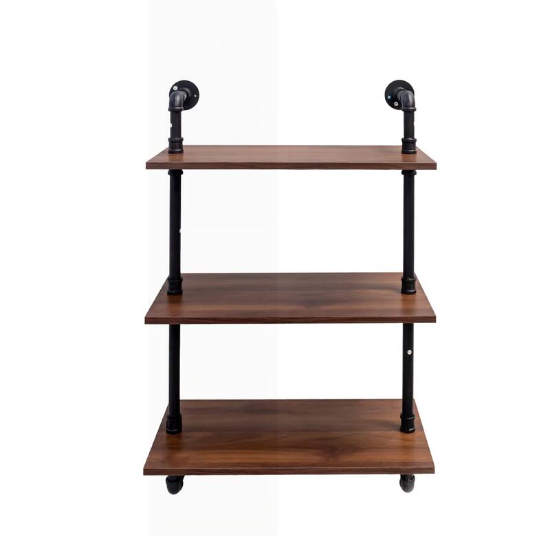 Versatile Industrial Pipe Shelf with Multiple Tiers and Hooks for Various Spaces
