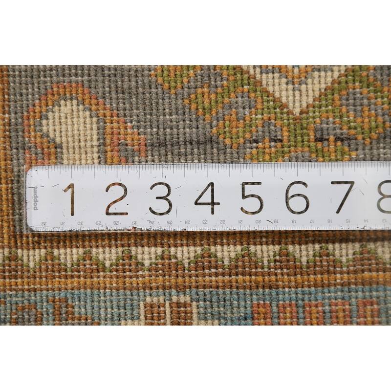 Gray Geometric Kazak Oriental Runner Rug Handmade Grey Wool Carpet - 2'1" x 10'1"
