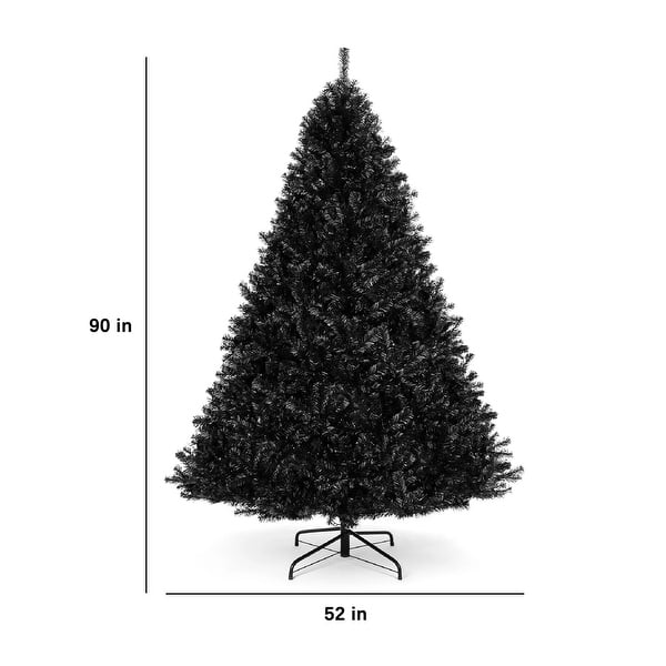 Artificial Black Christmas Tree w/ Easy Assembly, Foldable Metal Stand ...