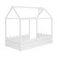 preview thumbnail 8 of 32, Twin House Bed with Door, Roof and Garden-style Fence, Kids Semi-Enclosed Play Area Wooden Floor Bed Frame