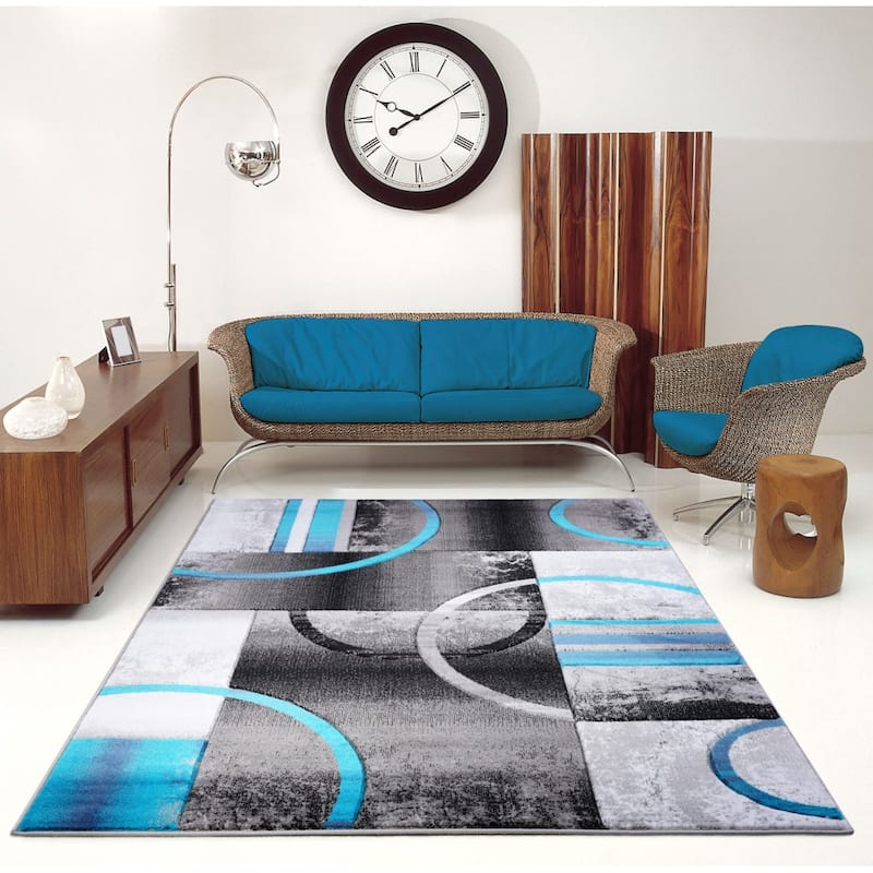 Modern Geometric Abstract Multicolor Area Rug