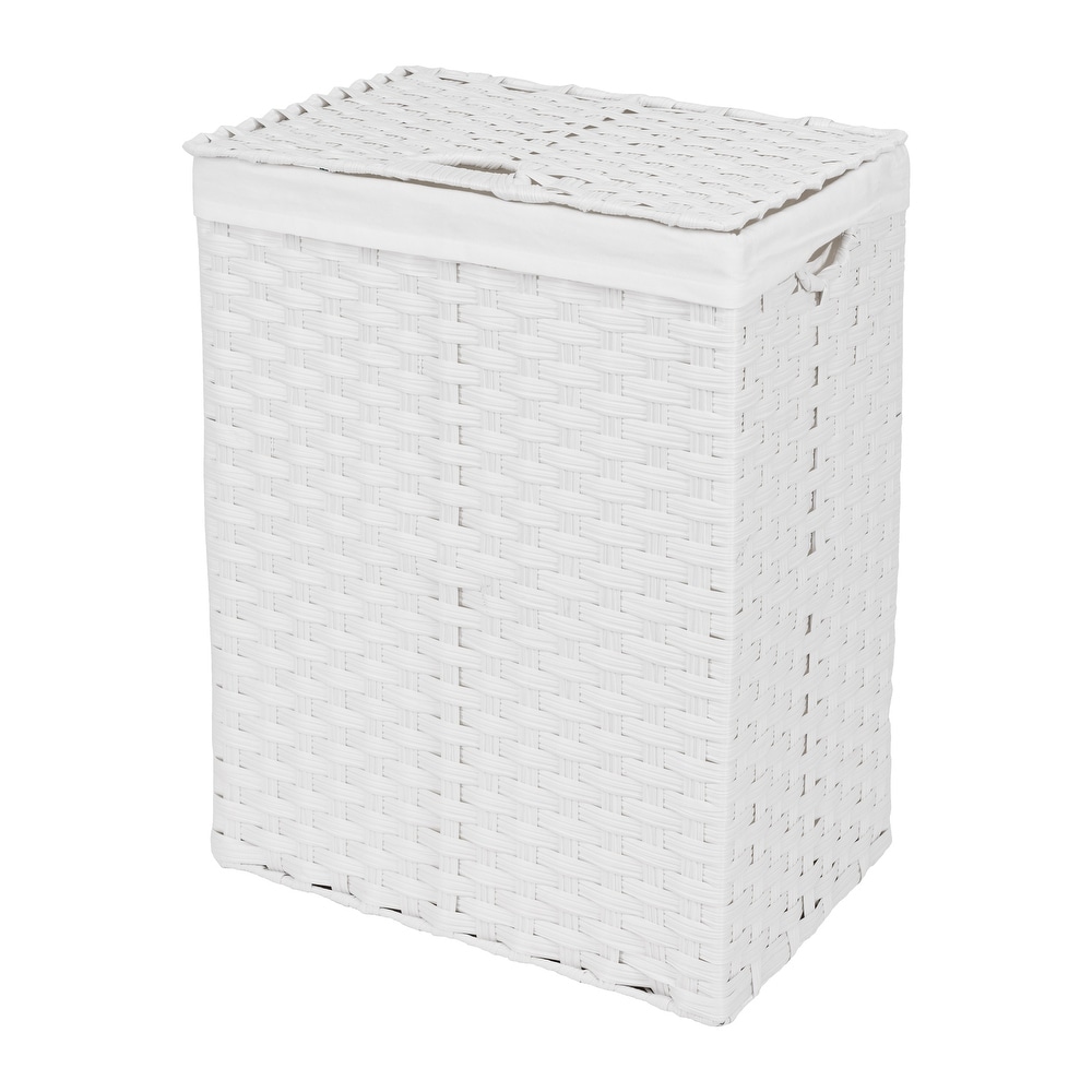 Mainstays Rectangular Plastic Laundry Basket, White