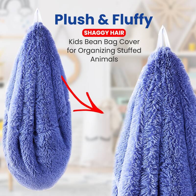 Cheer Collection Shaggy Bean Bag and Stuffed Animal Storage Case