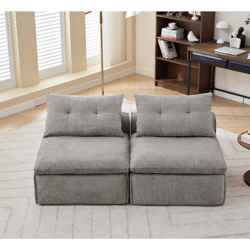 66" Upholstered 2-Seater Sofa with Neck & Waist Pillows