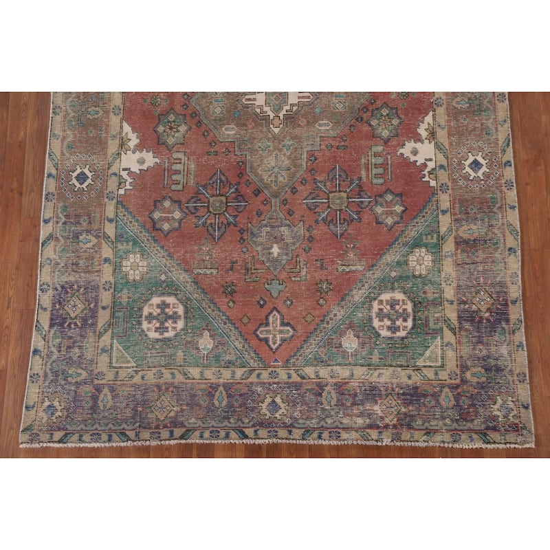 Distressed Tabriz Persian Antique Rug Home Décor Handmade Wool Carpet - 6'6" x 9'8"