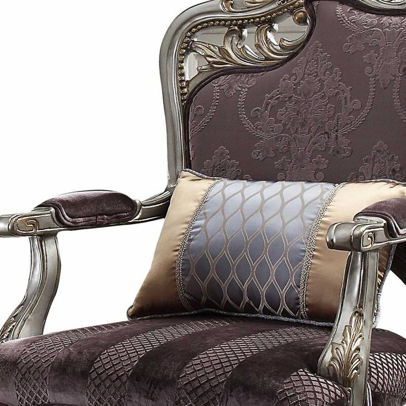 29" Black And Platinum Velvet Floral Arm Chair And Toss Pillow - 29' X '43' X '27
