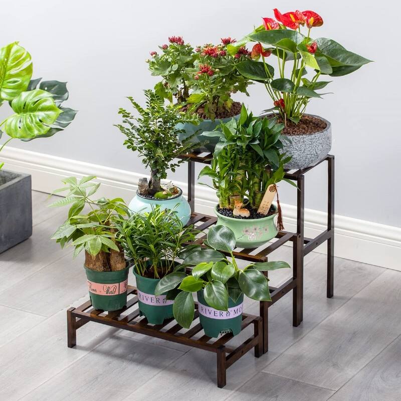 Bamboo 3-Tier Ladder Plant Stand - 16.5 x 7.87 x9.84 inches