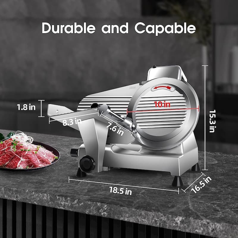 Meat Slicer Machine10 inch Commercial Meat Slicer 240W Semi-Auto Foody Slicer - 10 inch Slicer