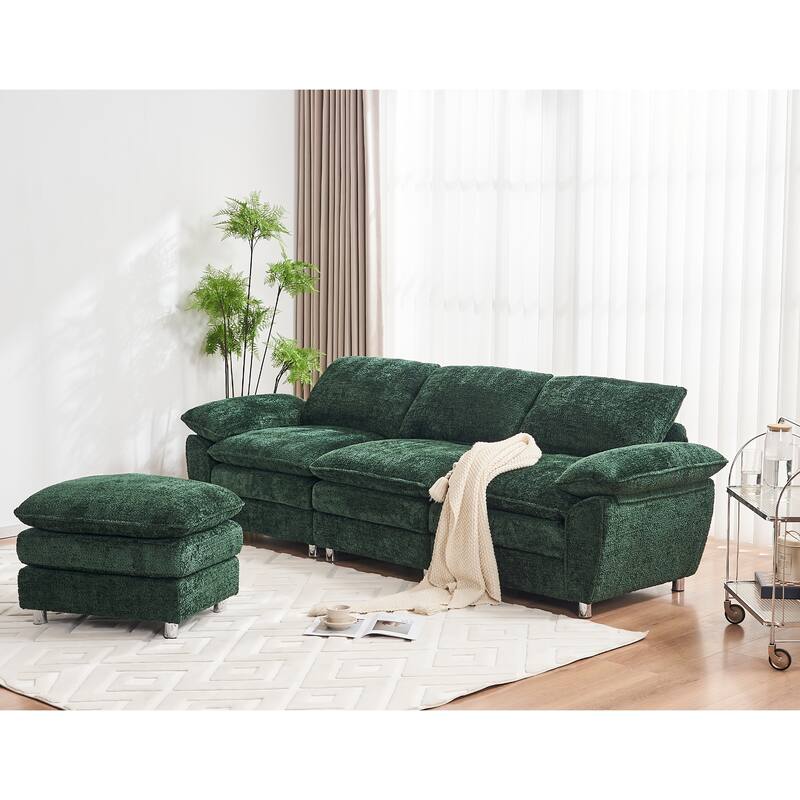 Modern dark three-seater sofa, polyester sofa sleeper, comfortable upholstered furniture for living room, apartment