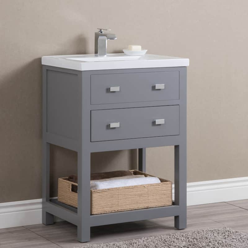 Viola 24-inch MDF 1-drawer Single Bowl Ceramic Top Vanity