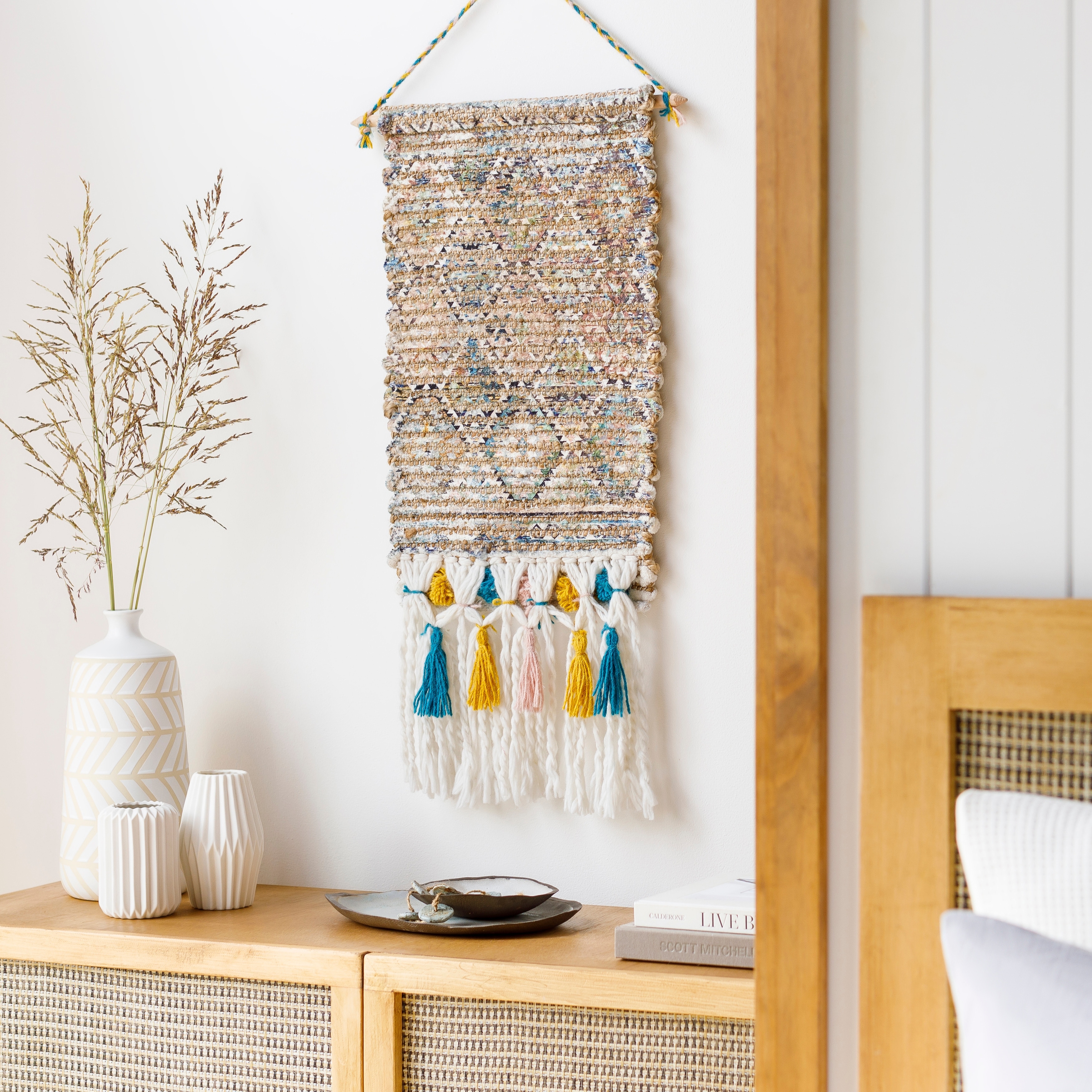 Elda Hand Woven Printed Boho Wall Tapestry - 14" x 22"