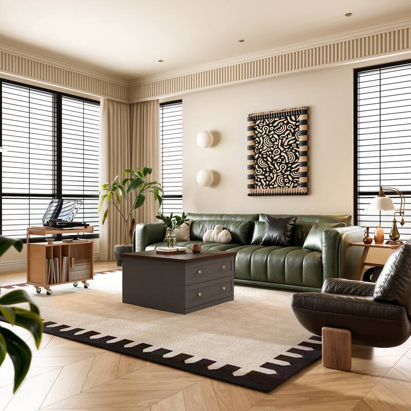 Aesthetic and Practical Coffee Table: Warm - toned Top and Ample Storage Space