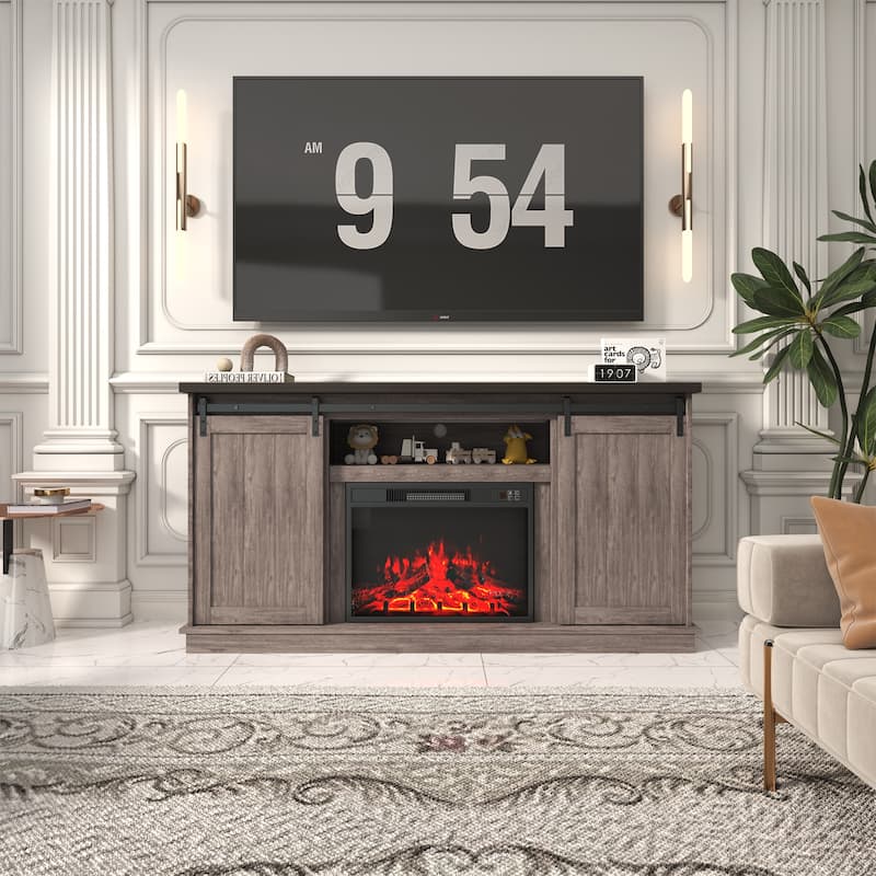 EROMMY Electric Fireplace Heater Mantel TV Cabinet, Media Entertainment Center, Energy Efficient Heater