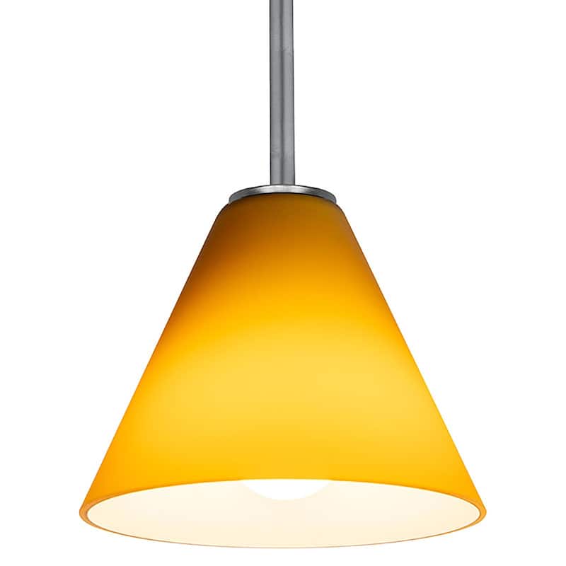 Access Lighting Martini 1 Light LED Pendant - 7" Wide with Amber Glass - Brushed Steel