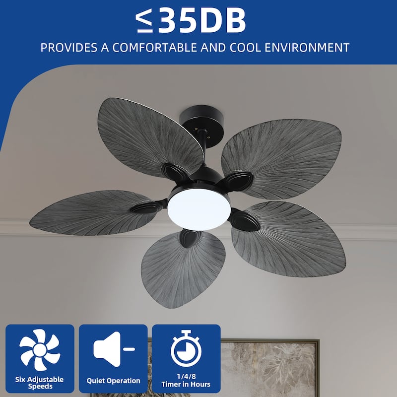 Moasis 42 Inch 5 Blades Tropical Palm Ceiling Fans with Lights and Remote Control