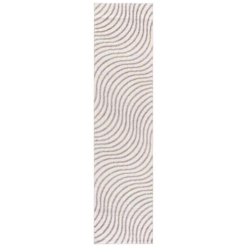 SAFAVIEH Wave Lidewij Modern Rug - 2'2" x 9' Runner - Ivory/Beige